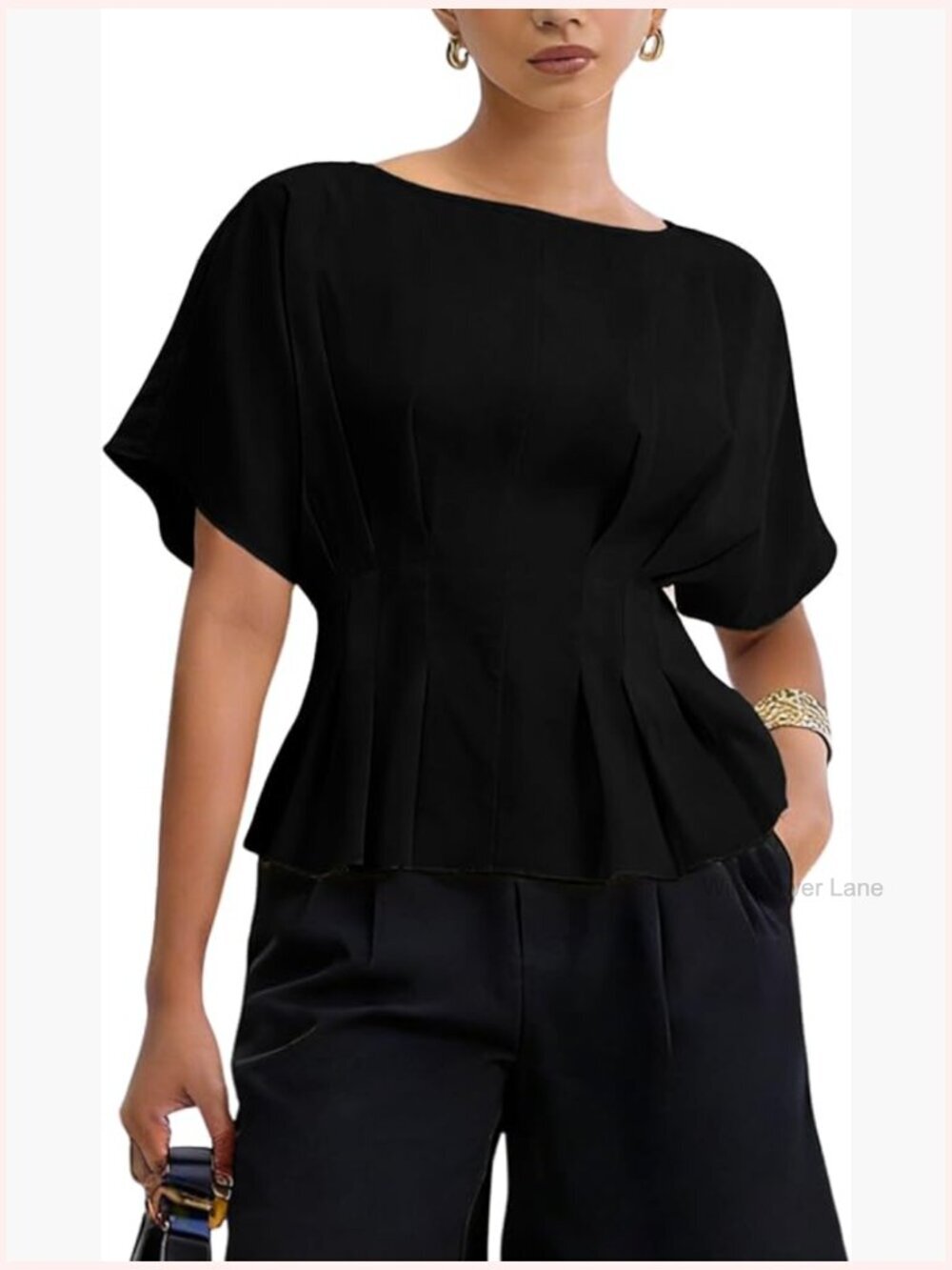 Women's Peplum Babydoll T-Shirt Blouse Short Sleeve Crewneck Dressy Casual